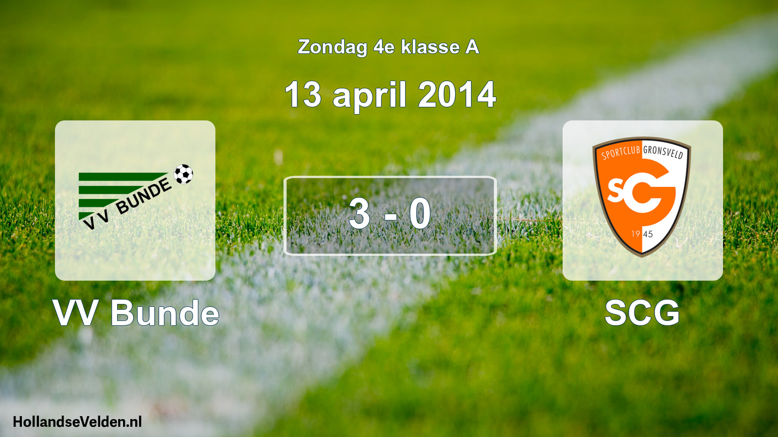 Total number of matches played: VV Bunde - SCG 3 - 0 (13 April 2014)