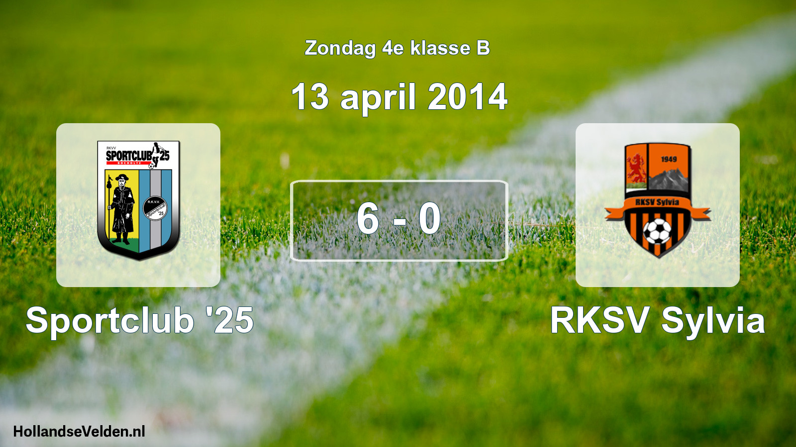 Total number of matches played: Sportclub '25 - RKSV Sylvia 6 - 0 (13 April 2014)