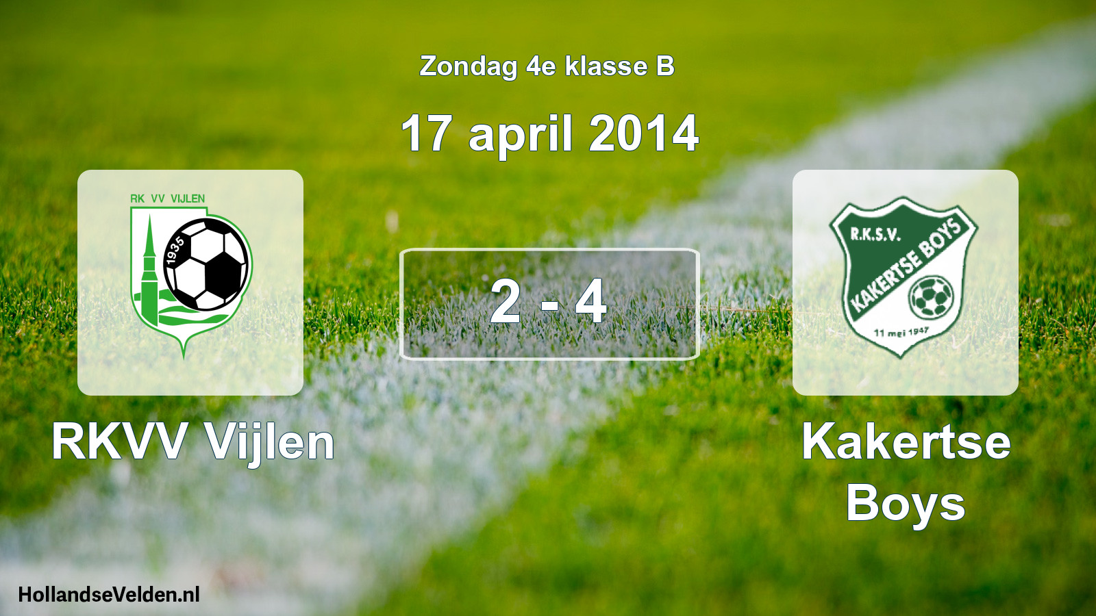 Total number of matches played: RKVV Vijlen - Kakertse Boys 2 - 4 (17 April 2014)