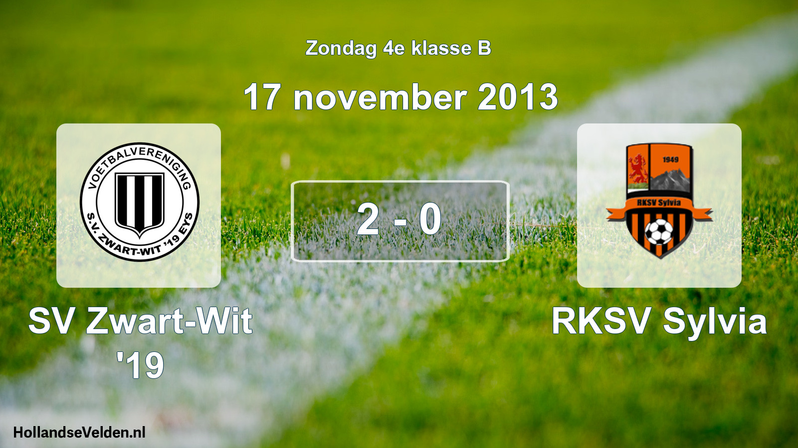 Total number of matches played: SV Zwart-Wit '19 - RKSV Sylvia 2 - 0 (17 November 2013)