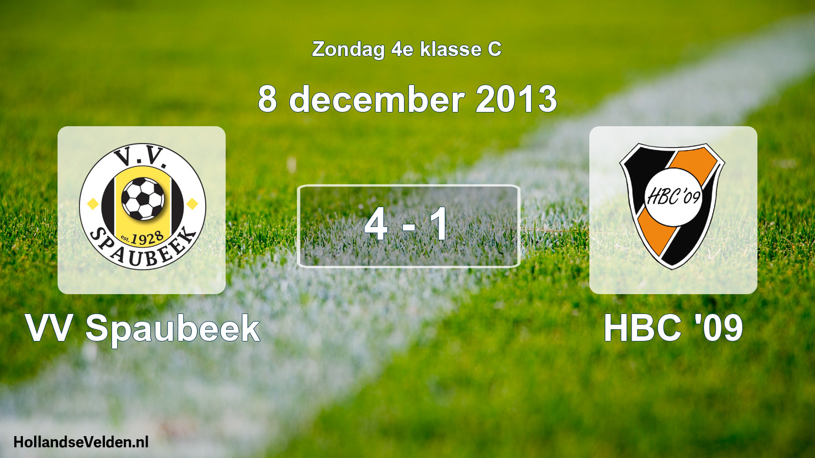 Total number of matches played: VV Spaubeek - HBC '09 4 - 1 (8 December 2013)