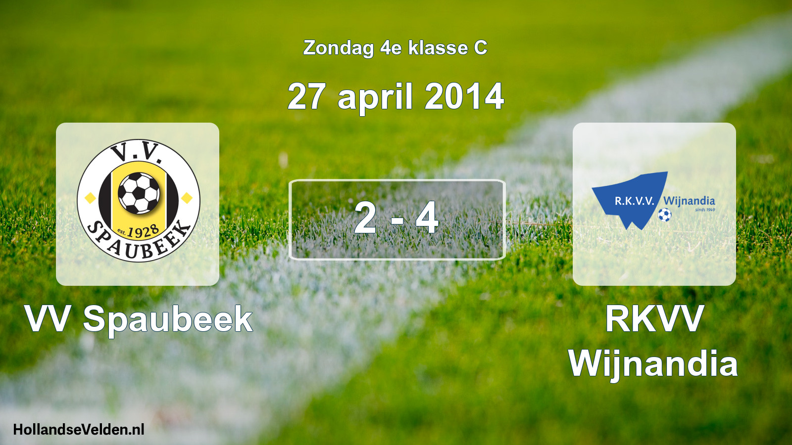 Total number of matches played: VV Spaubeek - RKVV Wijnandia 2 - 4 (27 April 2014)