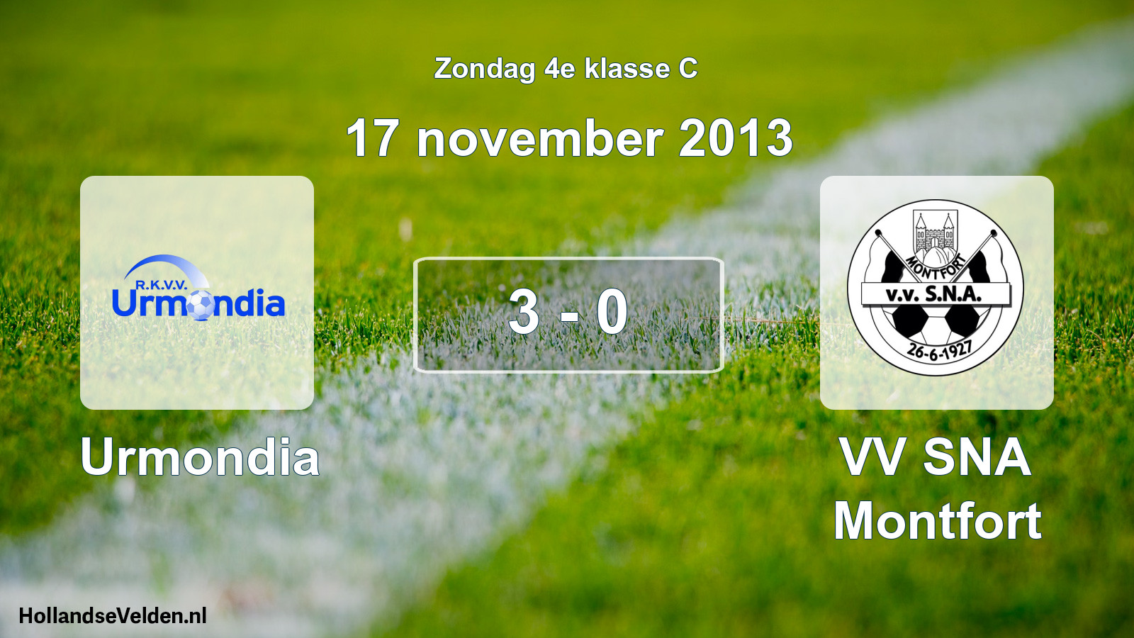 Total number of matches played: Urmondia - VV SNA Montfort 3 - 0 (17 November 2013)