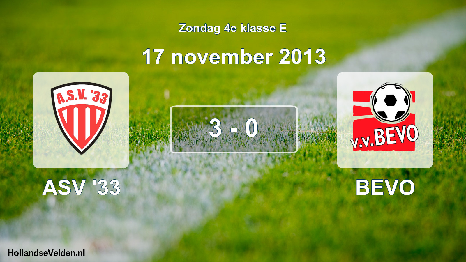 Total number of matches played: ASV '33 - BEVO 3 - 0 (17 November 2013)