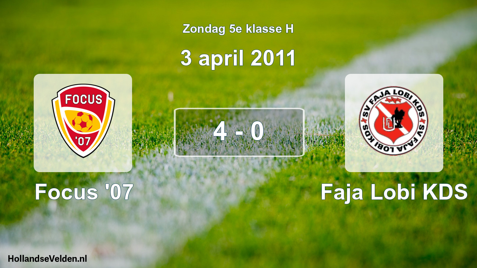 Total number of matches played: Focus '07 - Faja Lobi KDS 4 - 0 (3 April 2011)