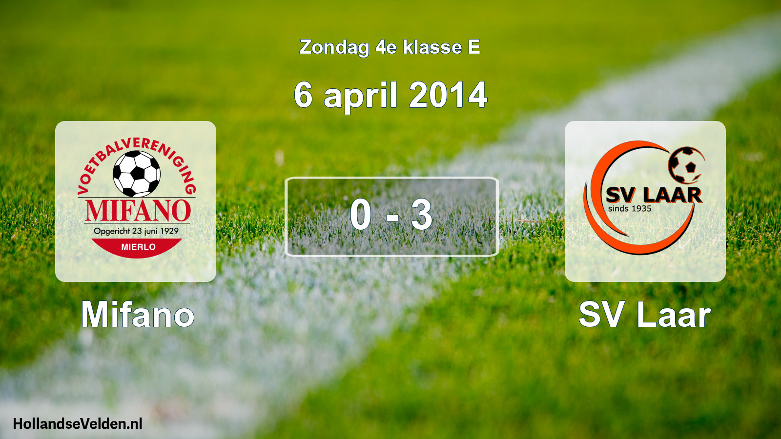 Total number of matches played: Mifano - SV Laar 0 - 3 (6 April 2014)