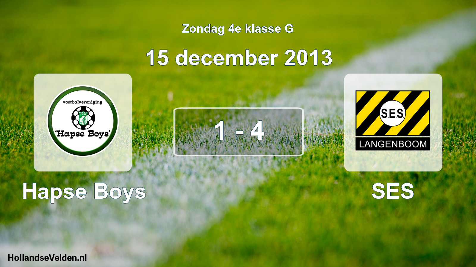 Total number of matches played: Hapse Boys - SES 1 - 4 (15 December 2013)