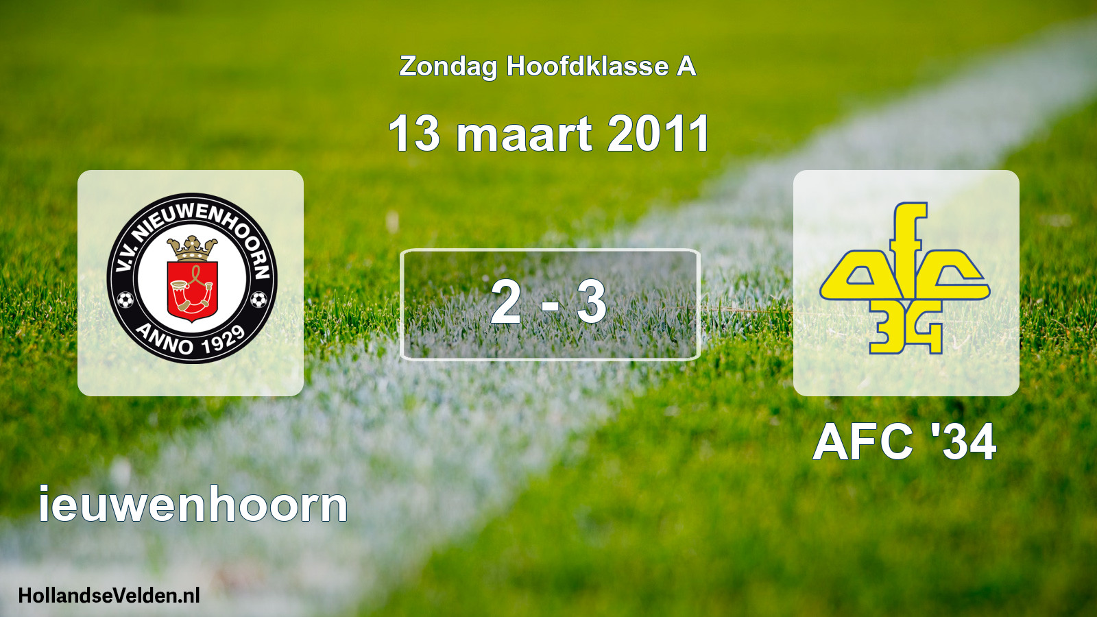 Total number of matches played: Nieuwenhoorn - AFC '34 2 - 3 (13 March 2011)