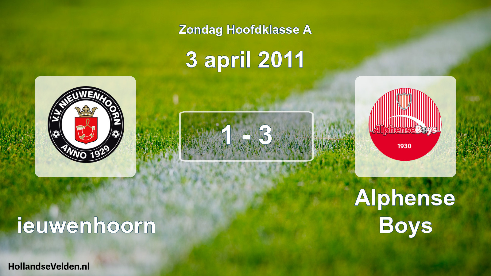 Total number of matches played: Nieuwenhoorn - Alphense Boys 1 - 3 (3 April 2011)