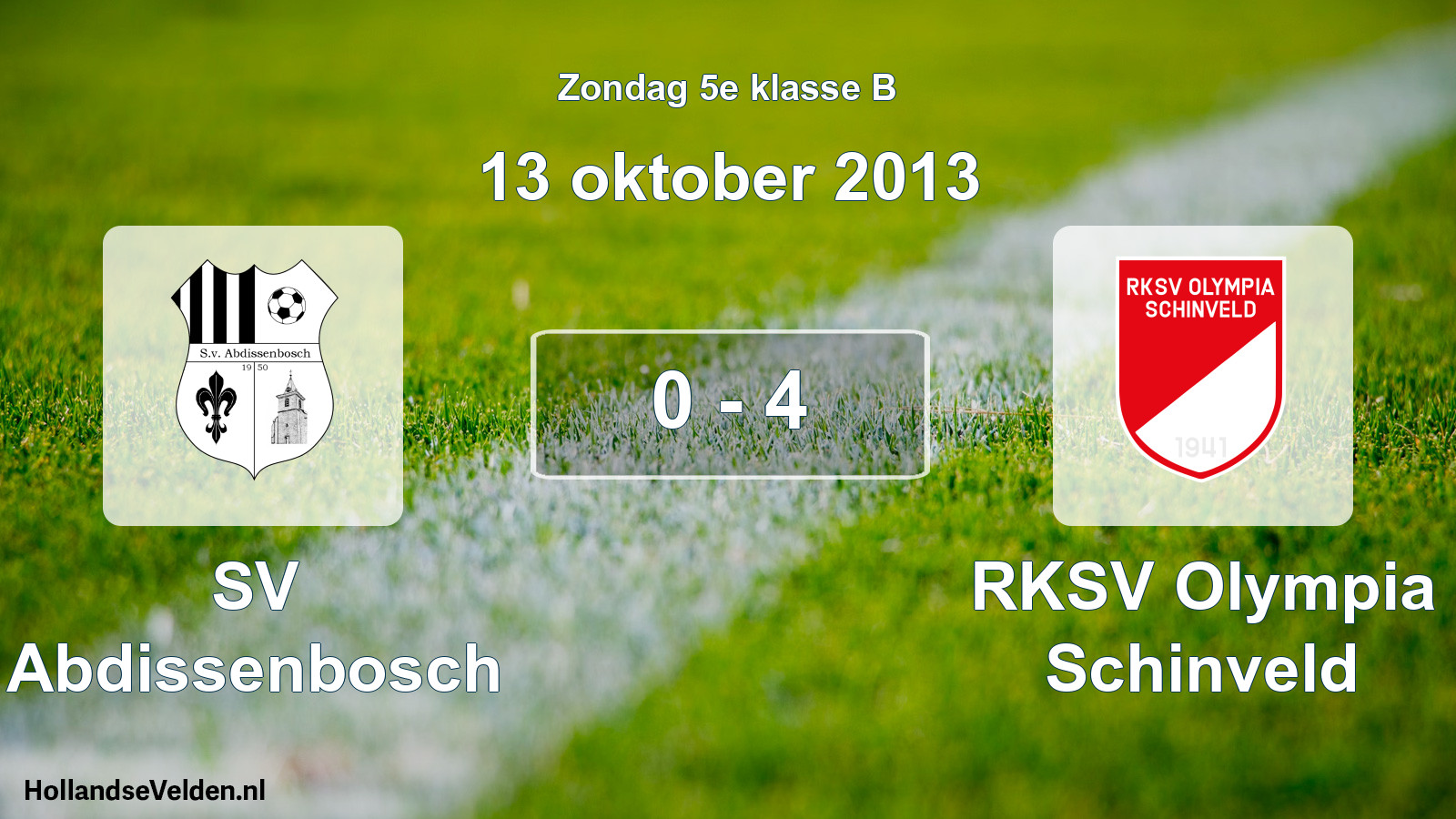 Total number of matches played: SV Abdissenbosch - RKSV Olympia Schinveld 0 - 4 (13 October 2013)