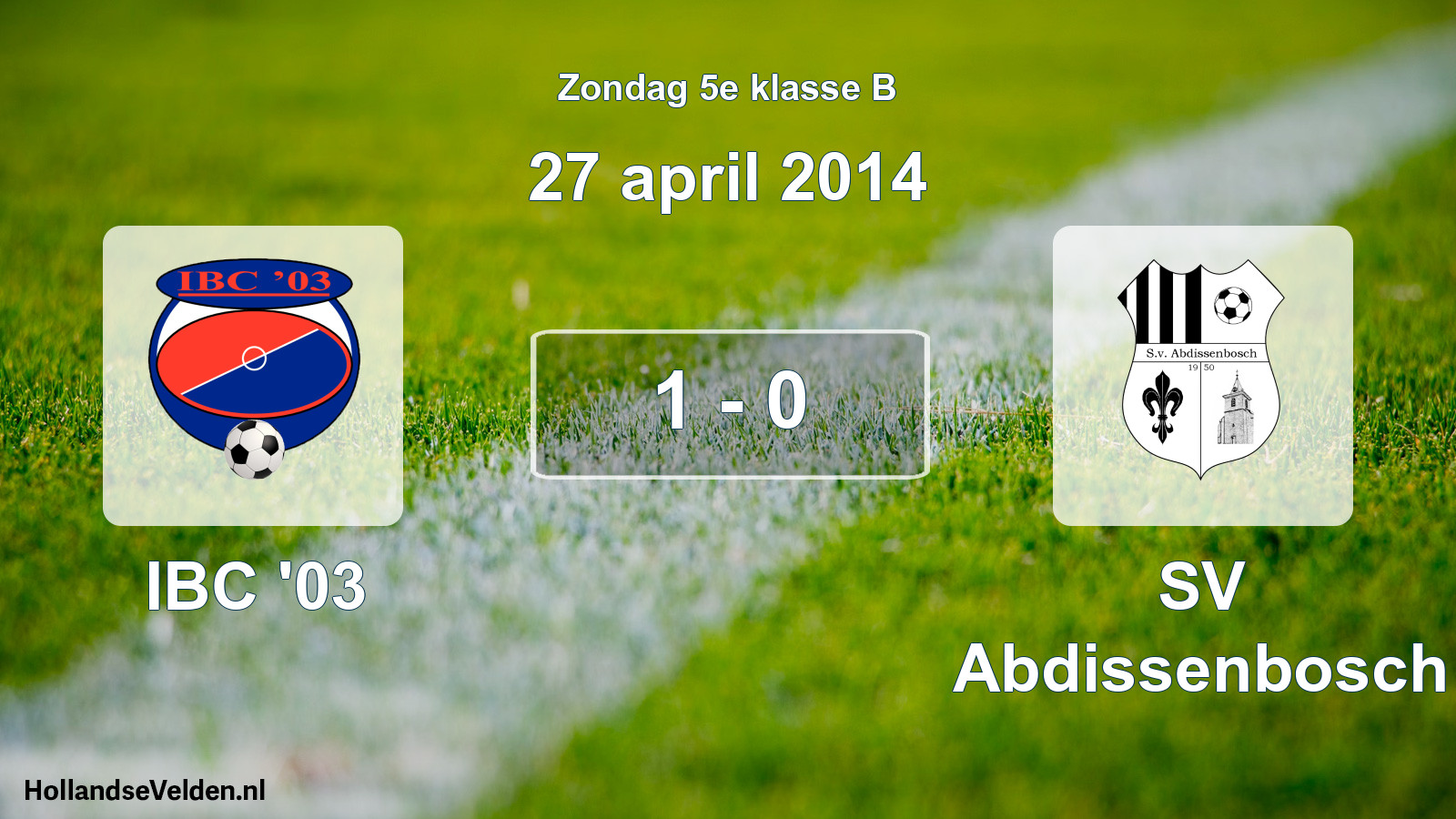 Total number of matches played: IBC '03 - SV Abdissenbosch 1 - 0 (27 April 2014)