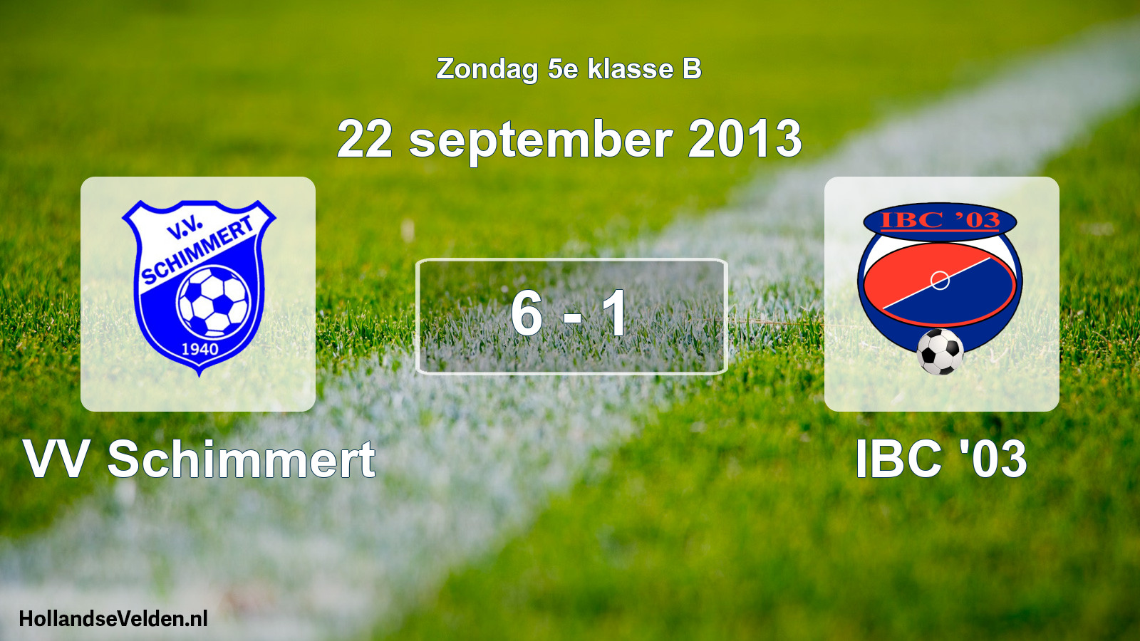 Total number of matches played: VV Schimmert - IBC '03 6 - 1 (22 September 2013)