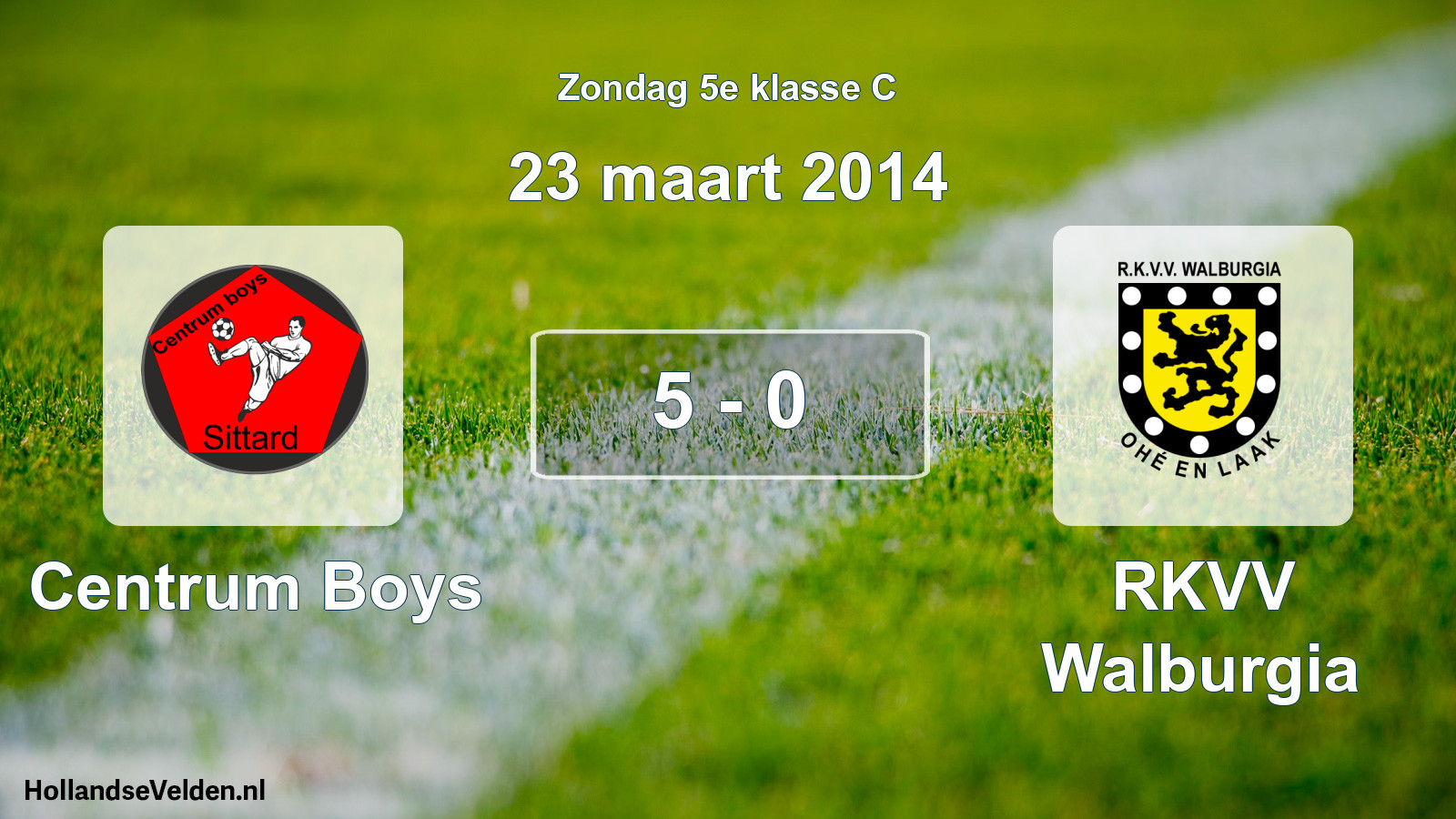 Total number of matches played: Centrum Boys - RKVV Walburgia 5 - 0 (23 March 2014)