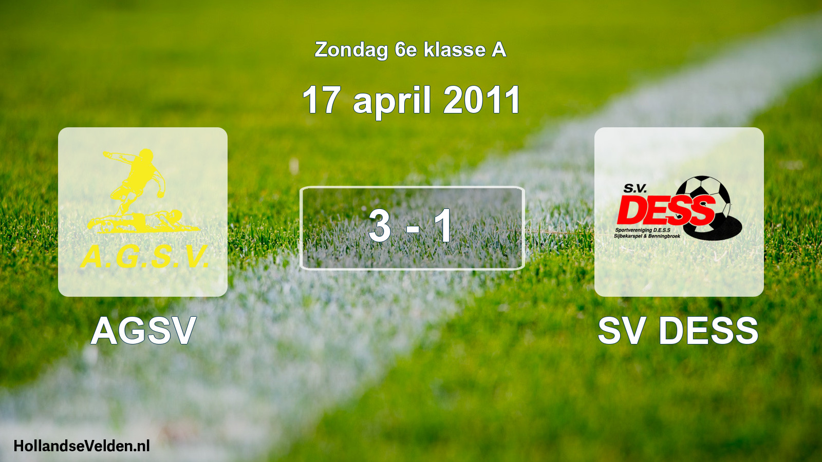 Total number of matches played: AGSV - SV DESS 3 - 1 (17 April 2011)