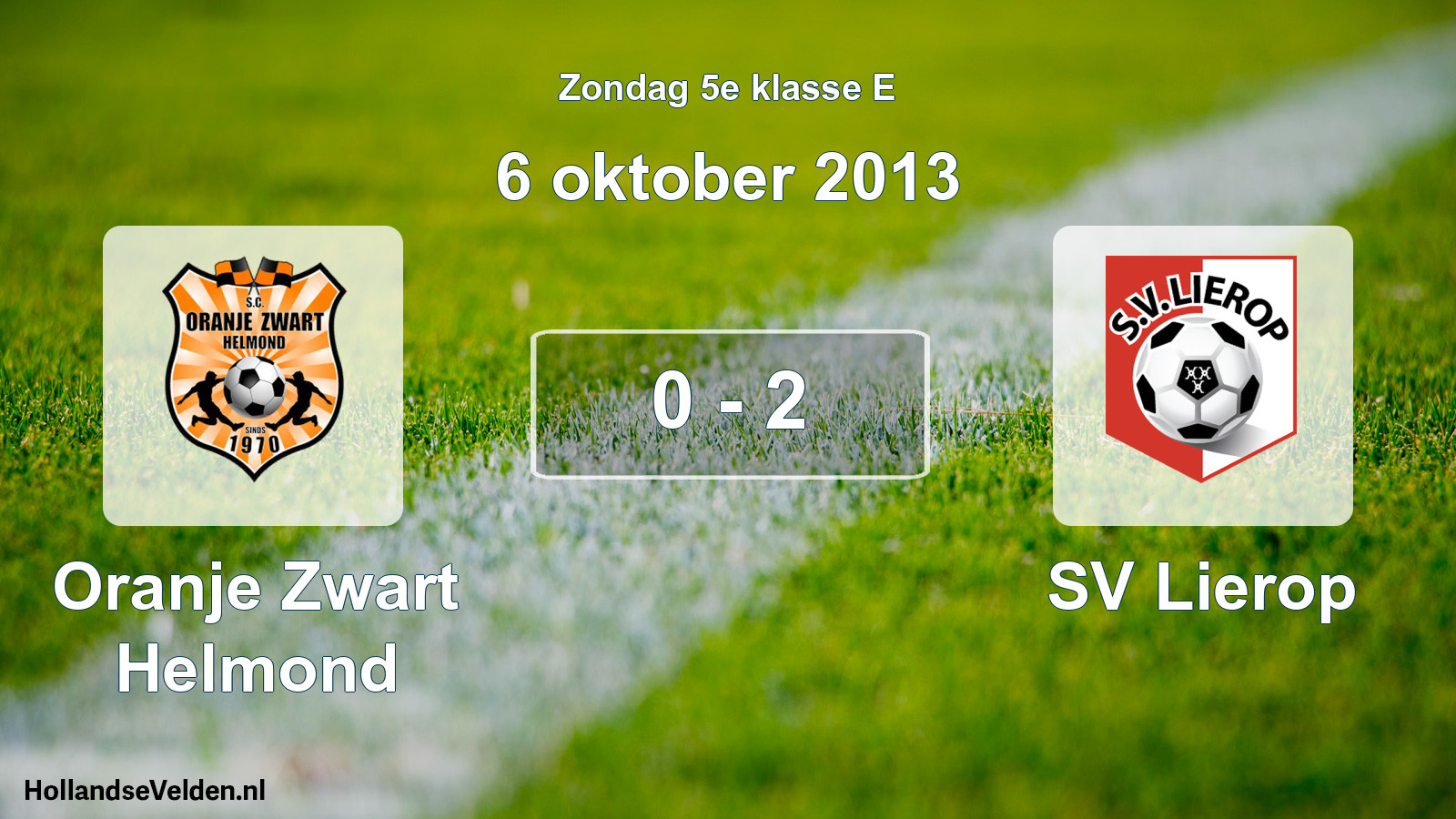 Total number of matches played: Oranje Zwart Helmond - SV Lierop 0 - 2 (6 October 2013)