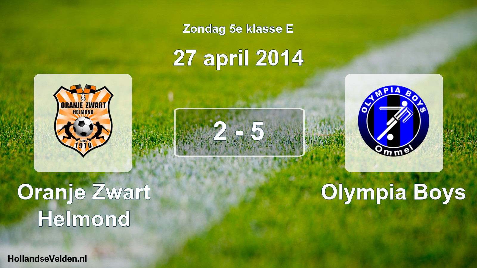 Total number of matches played: Oranje Zwart Helmond - Olympia Boys 2 - 5 (27 April 2014)