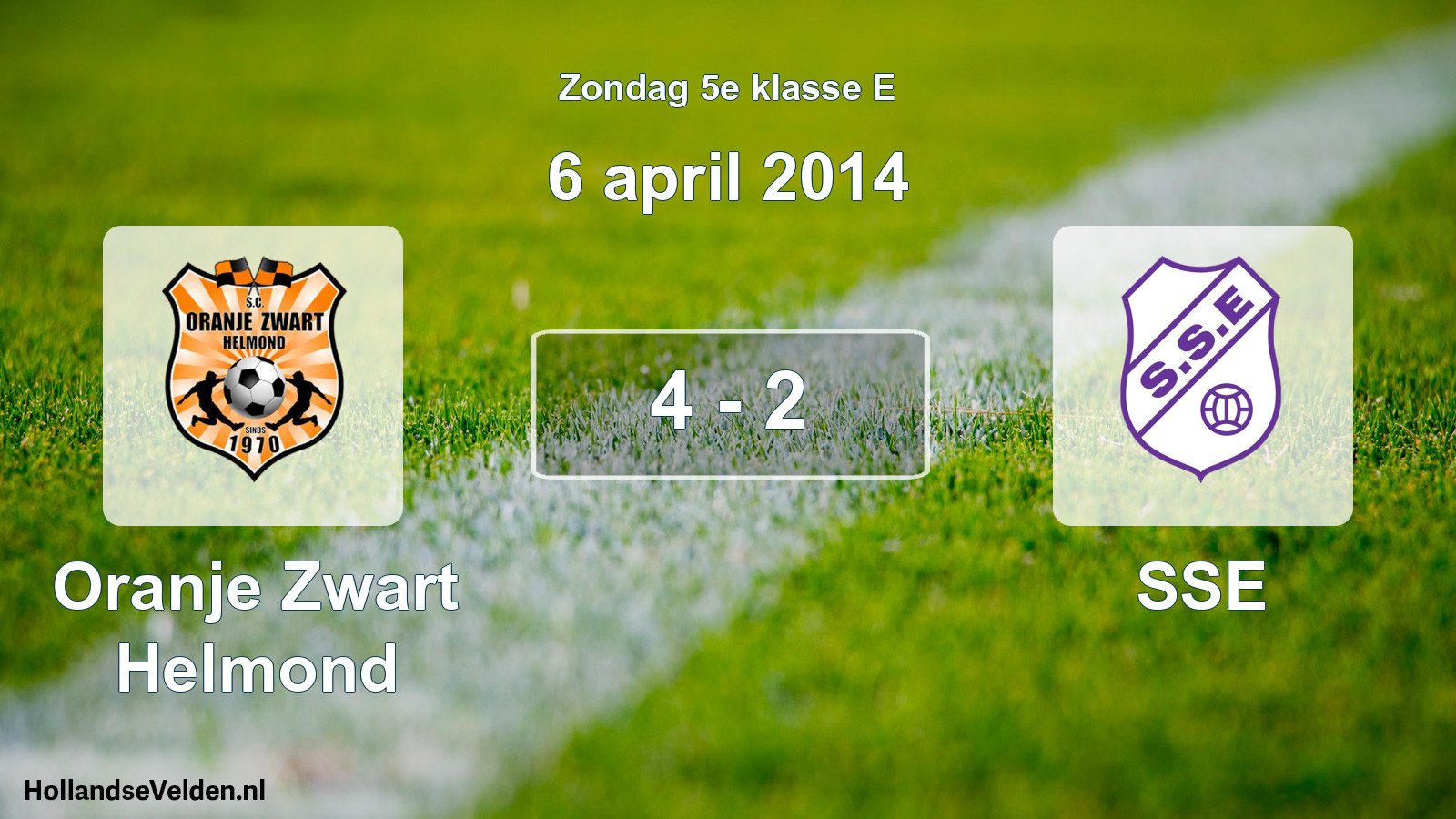 Total number of matches played: Oranje Zwart Helmond - SSE 4 - 2 (6 April 2014)