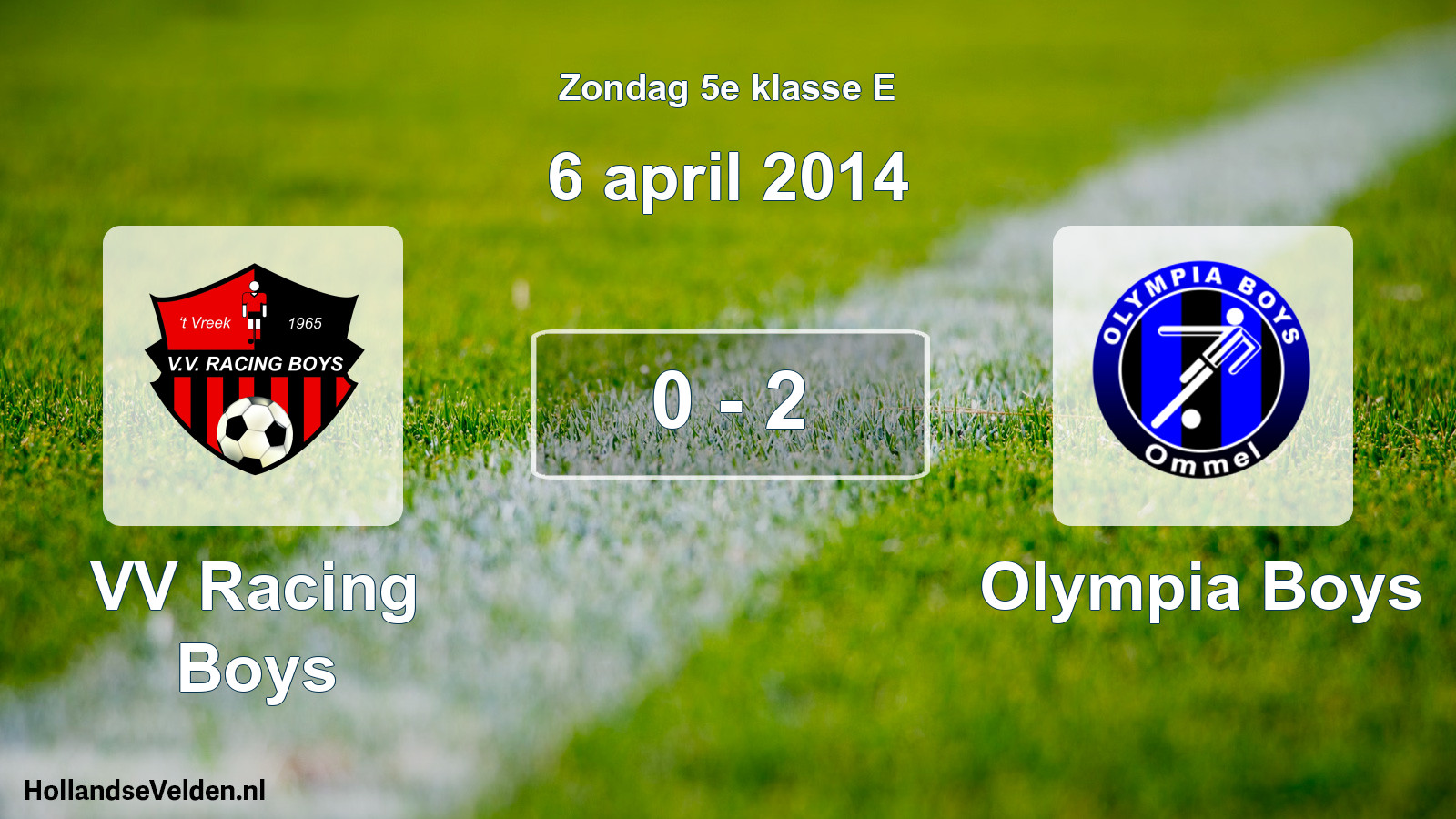 Total number of matches played: VV Racing Boys - Olympia Boys 0 - 2 (6 April 2014)