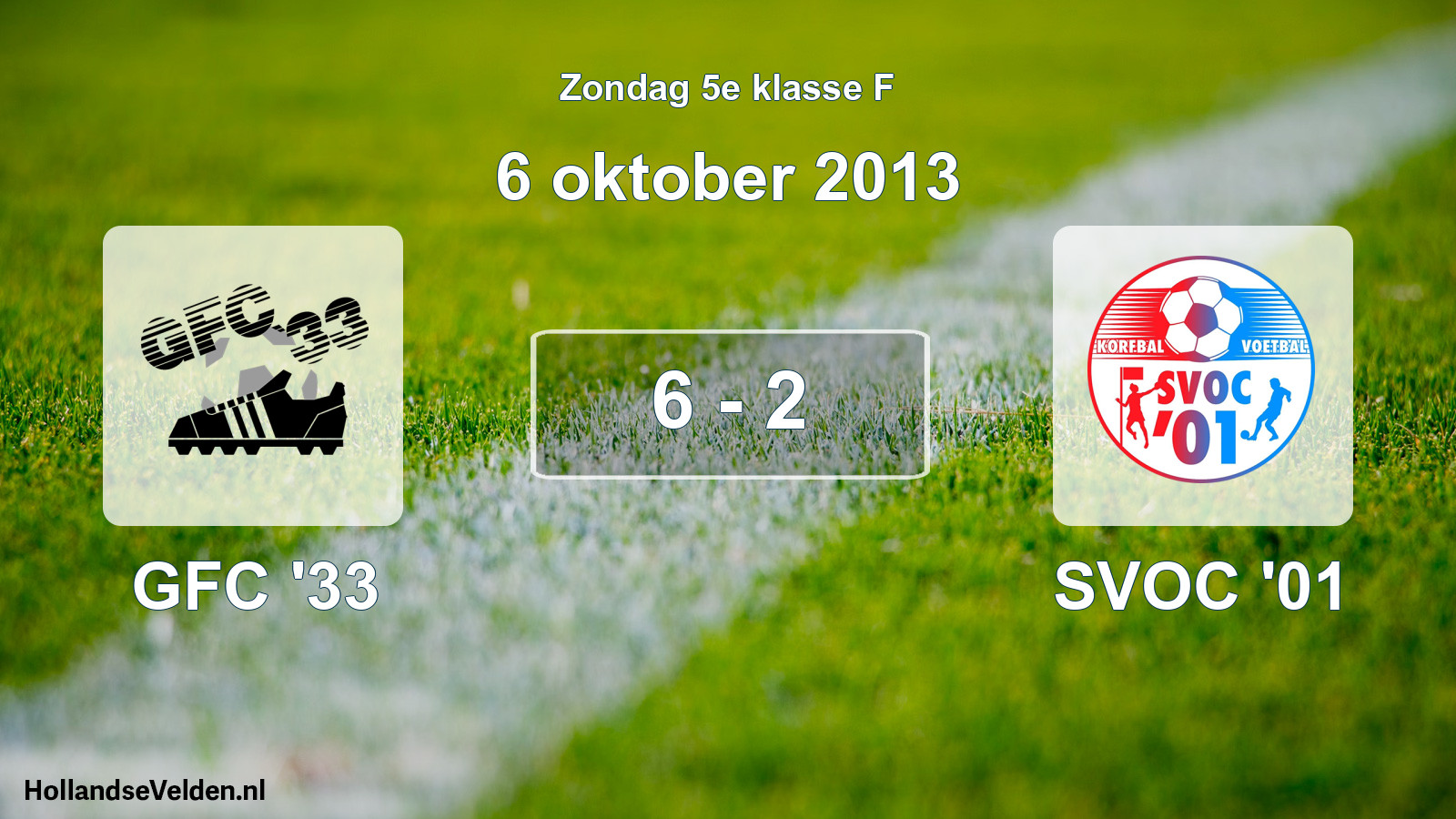 Total number of matches played: GFC '33 - SVOC '01 6 - 2 (6 October 2013)