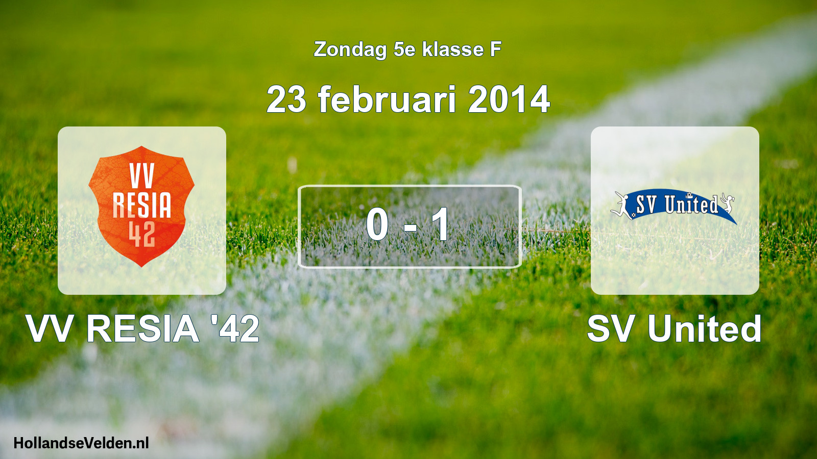 Total number of matches played: VV RESIA '42 - SV United 0 - 1 (23 February 2014)