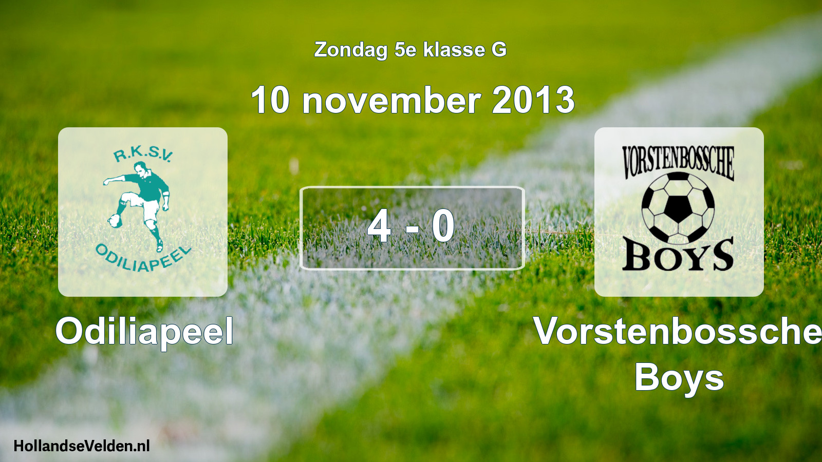 Total number of matches played: Odiliapeel - Vorstenbossche Boys 4 - 0 (10 November 2013)