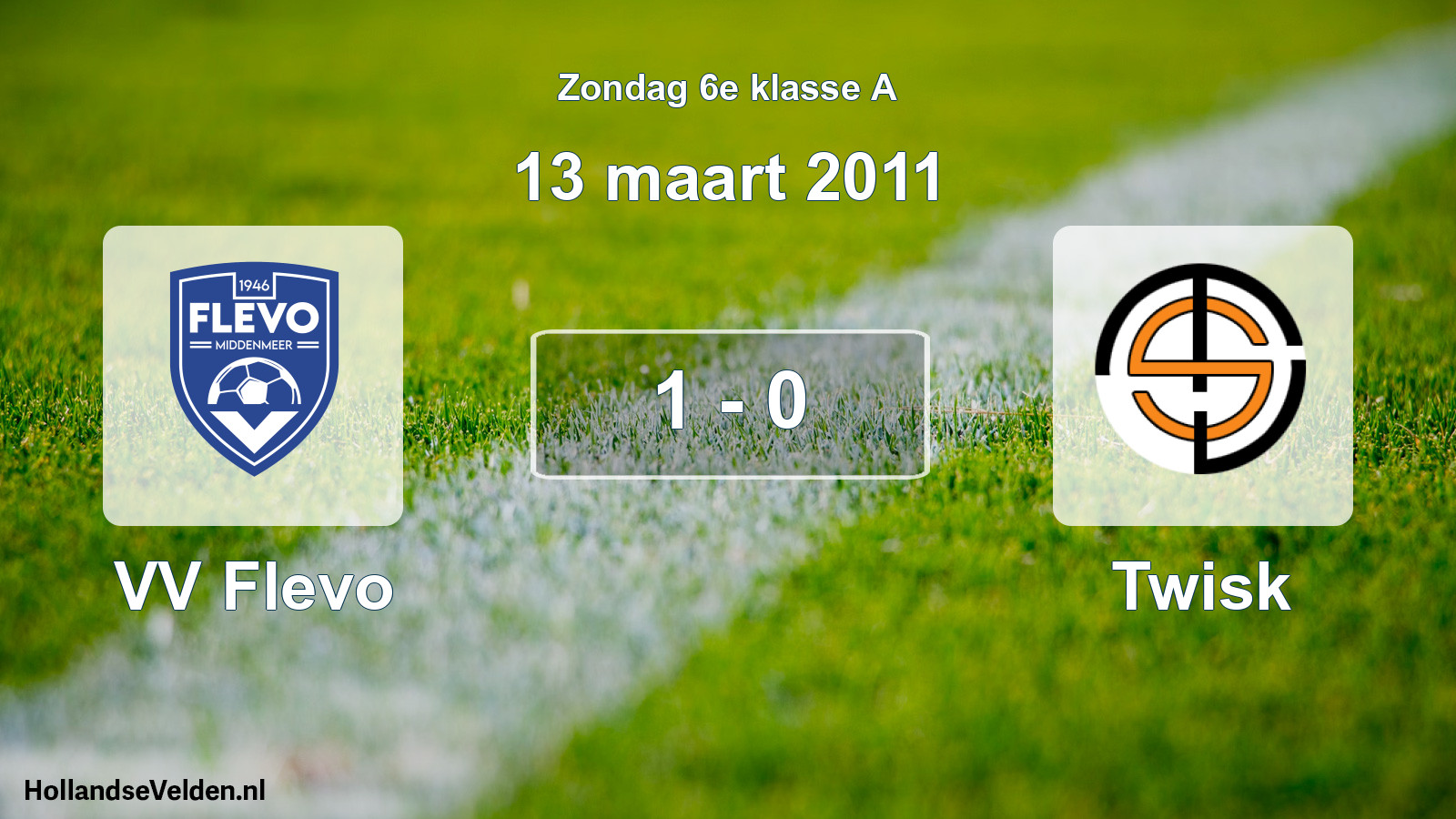 Total number of matches played: VV Flevo - Twisk 1 - 0 (13 March 2011)