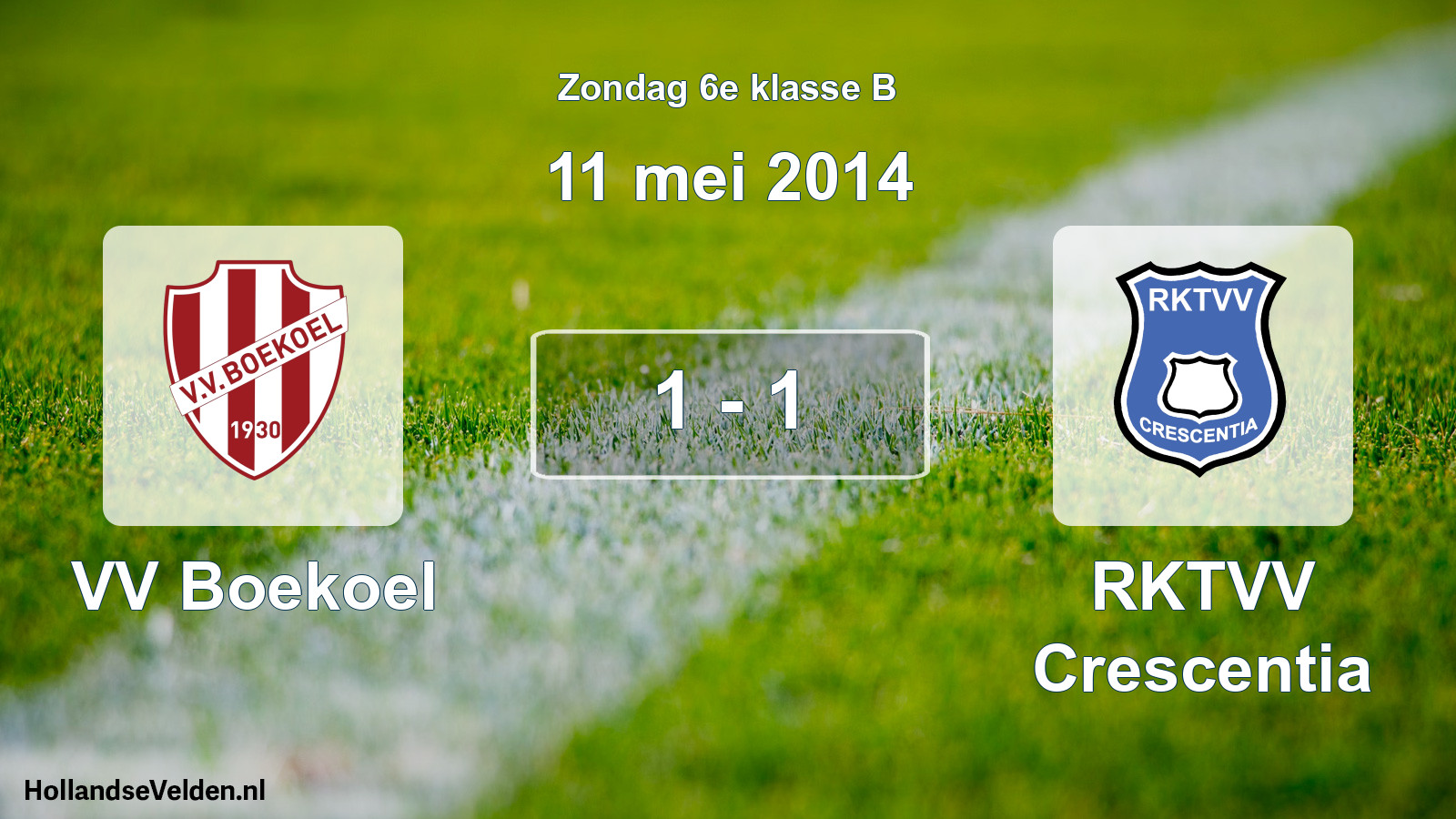 Total number of matches played: VV Boekoel - RKTVV Crescentia 1 - 1 (11 May 2014)