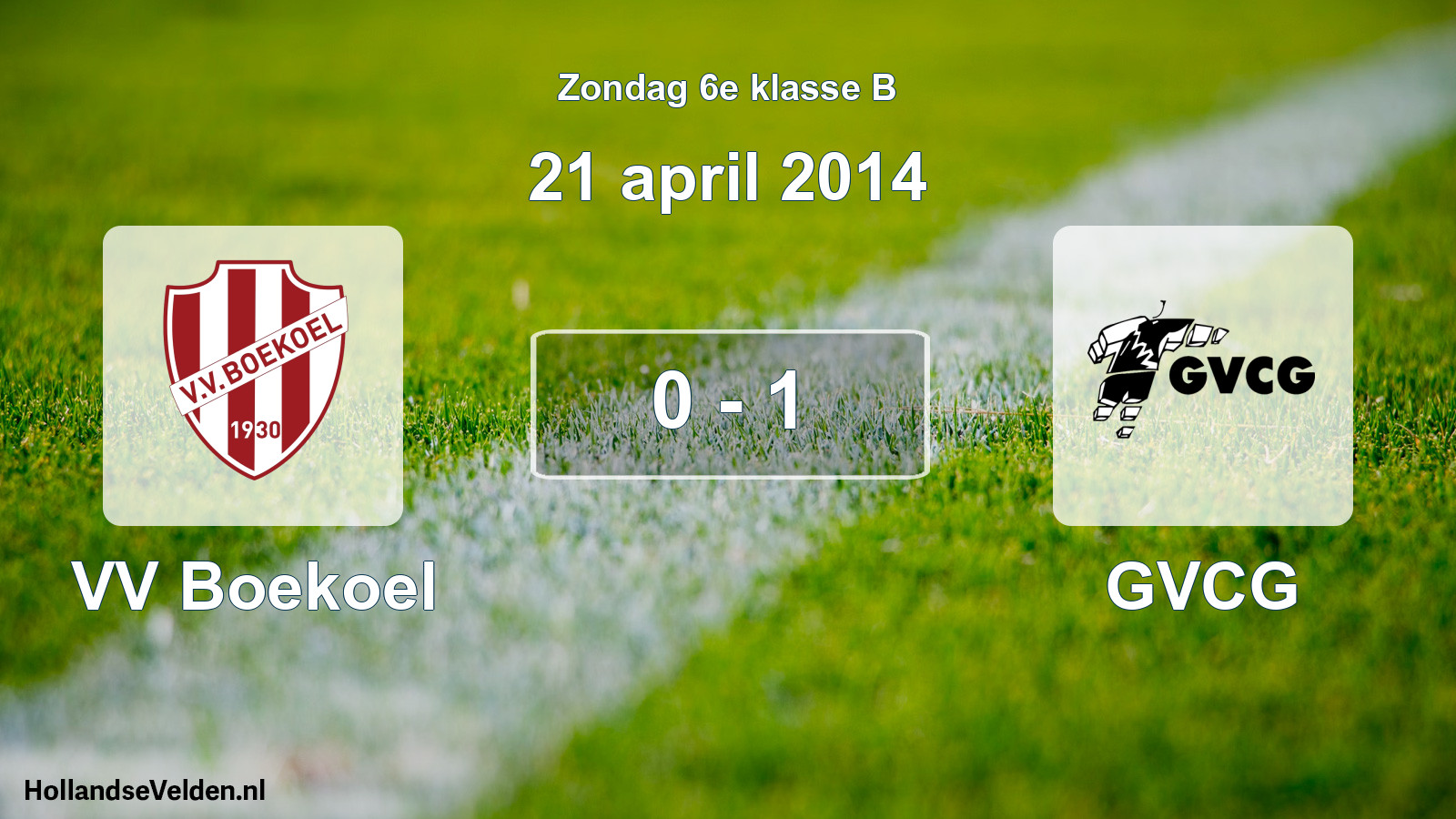 Total number of matches played: VV Boekoel - GVCG 0 - 1 (21 April 2014)