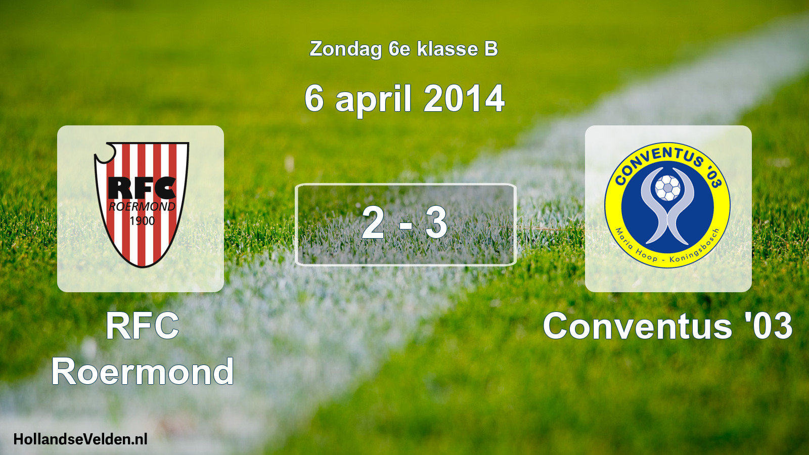 Total number of matches played: RFC Roermond - Conventus '03 2 - 3 (6 April 2014)
