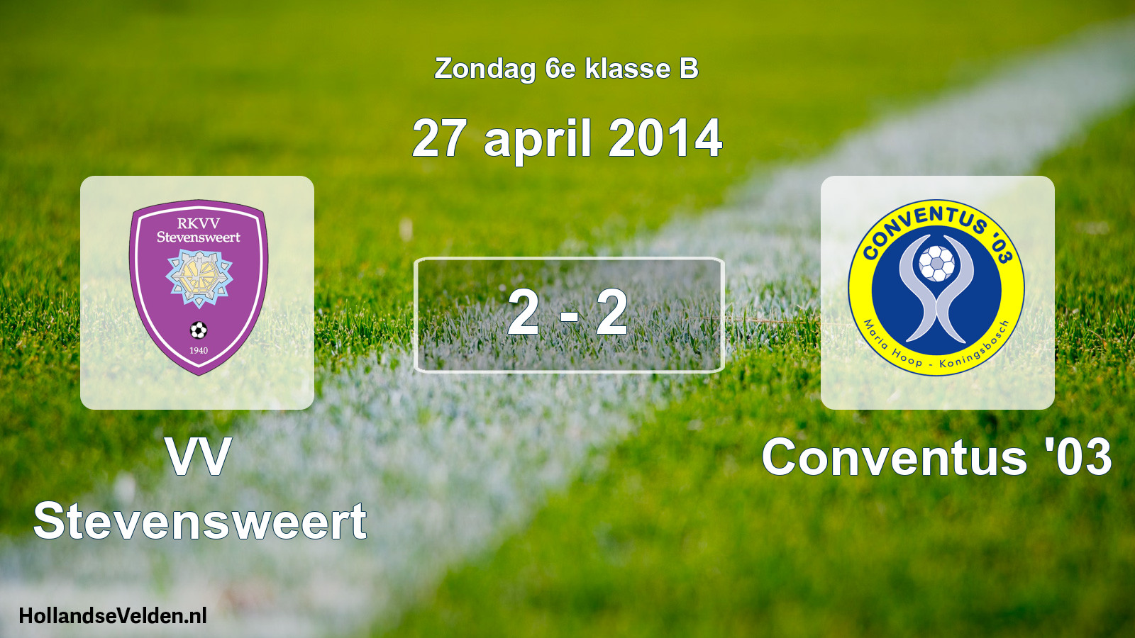 Total number of matches played: VV Stevensweert - Conventus '03 2 - 2 (27 April 2014)