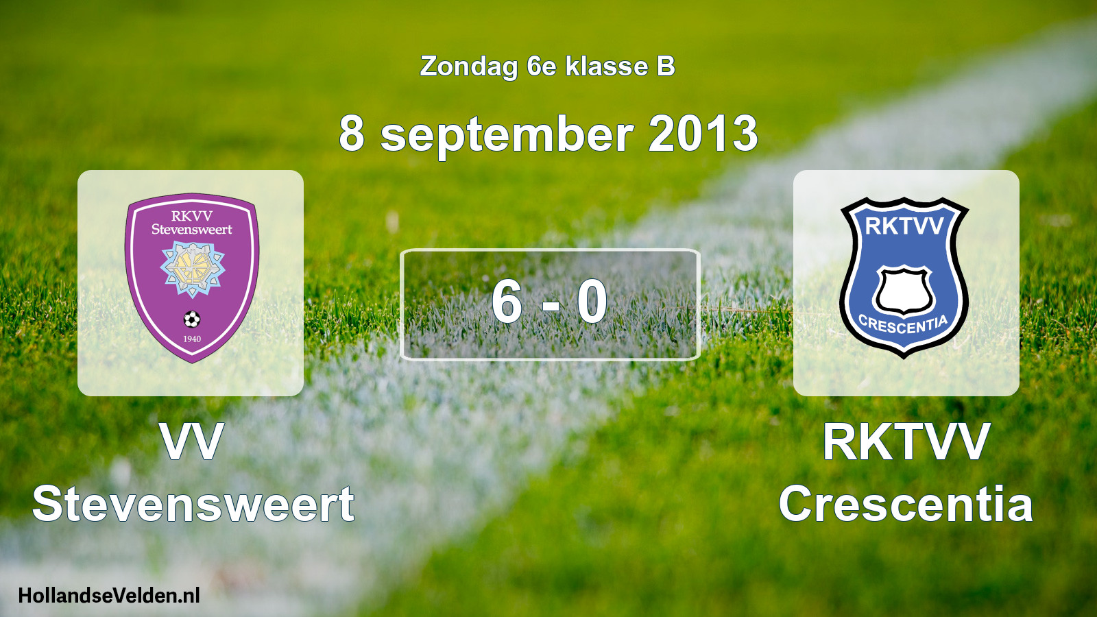 Total number of matches played: VV Stevensweert - RKTVV Crescentia 6 - 0 (8 September 2013)