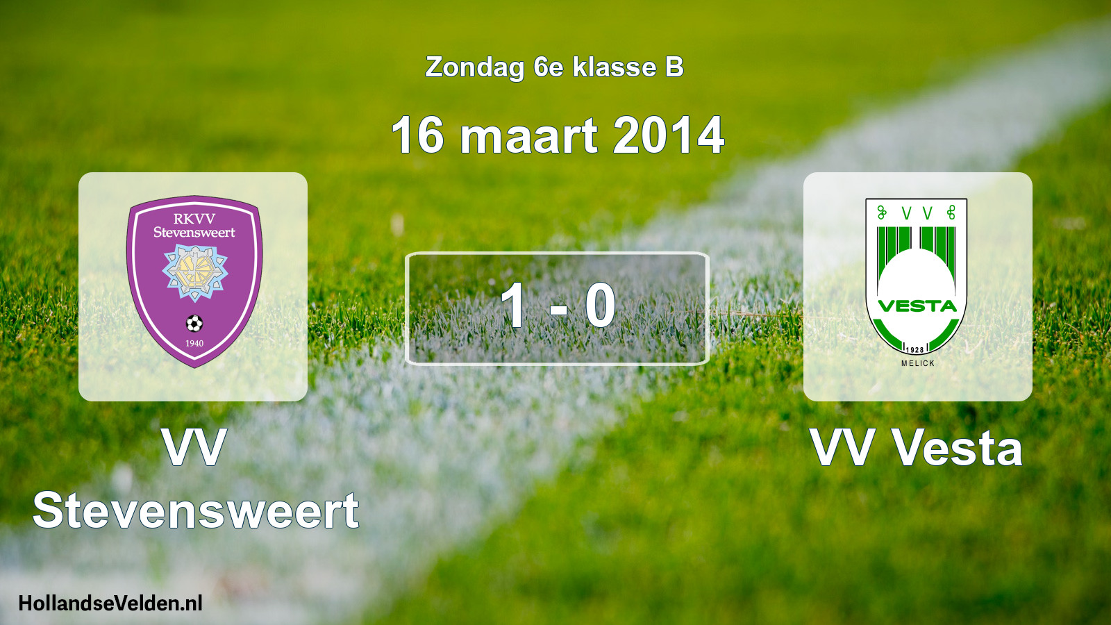 Total number of matches played: VV Stevensweert - VV Vesta 1 - 0 (16 March 2014)