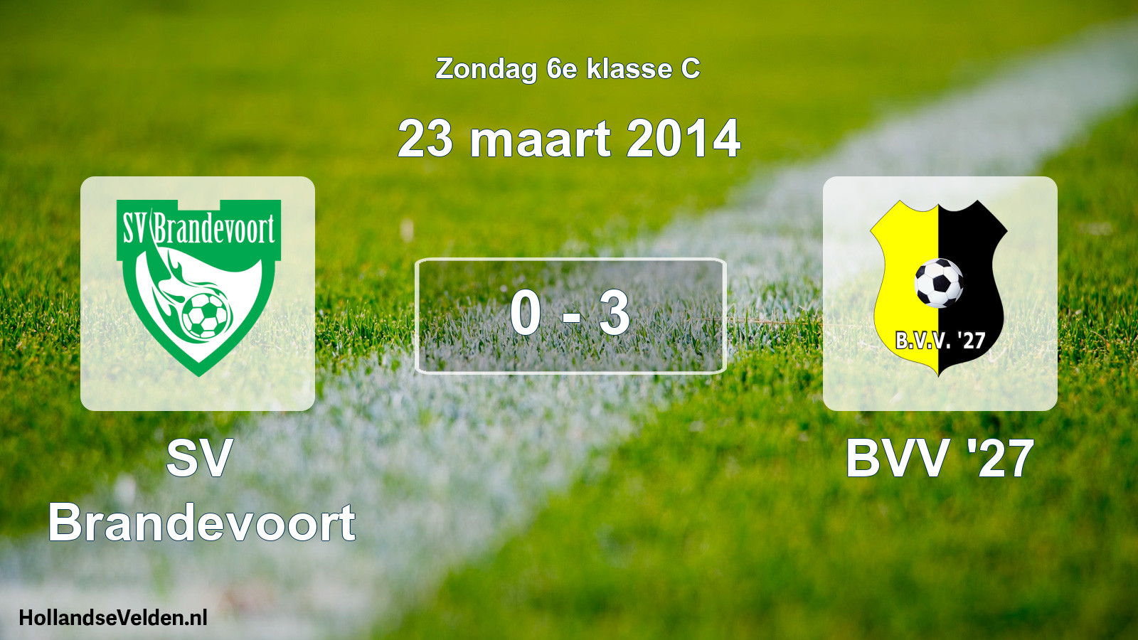 Total number of matches played: SV Brandevoort - BVV '27 0 - 3 (23 March 2014)