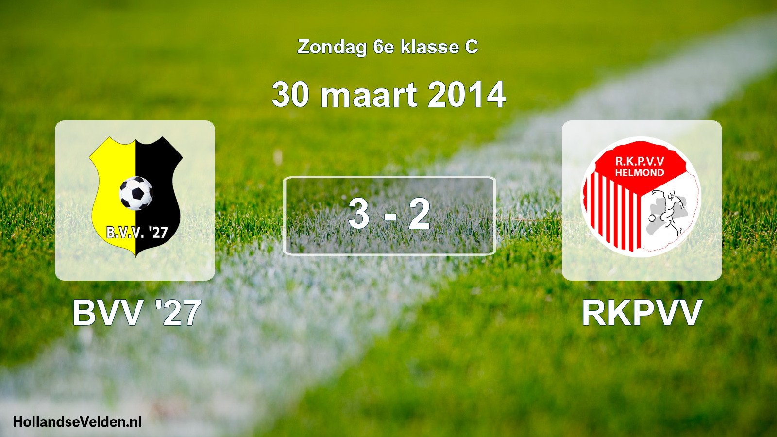 Total number of matches played: BVV '27 - RKPVV 3 - 2 (30 March 2014)