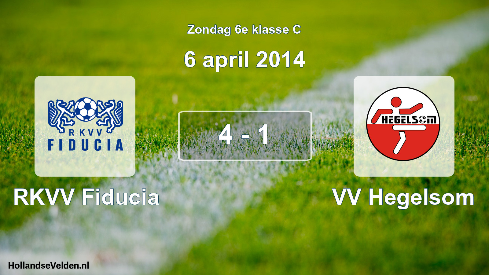 Total number of matches played: RKVV Fiducia - VV Hegelsom 4 - 1 (6 April 2014)