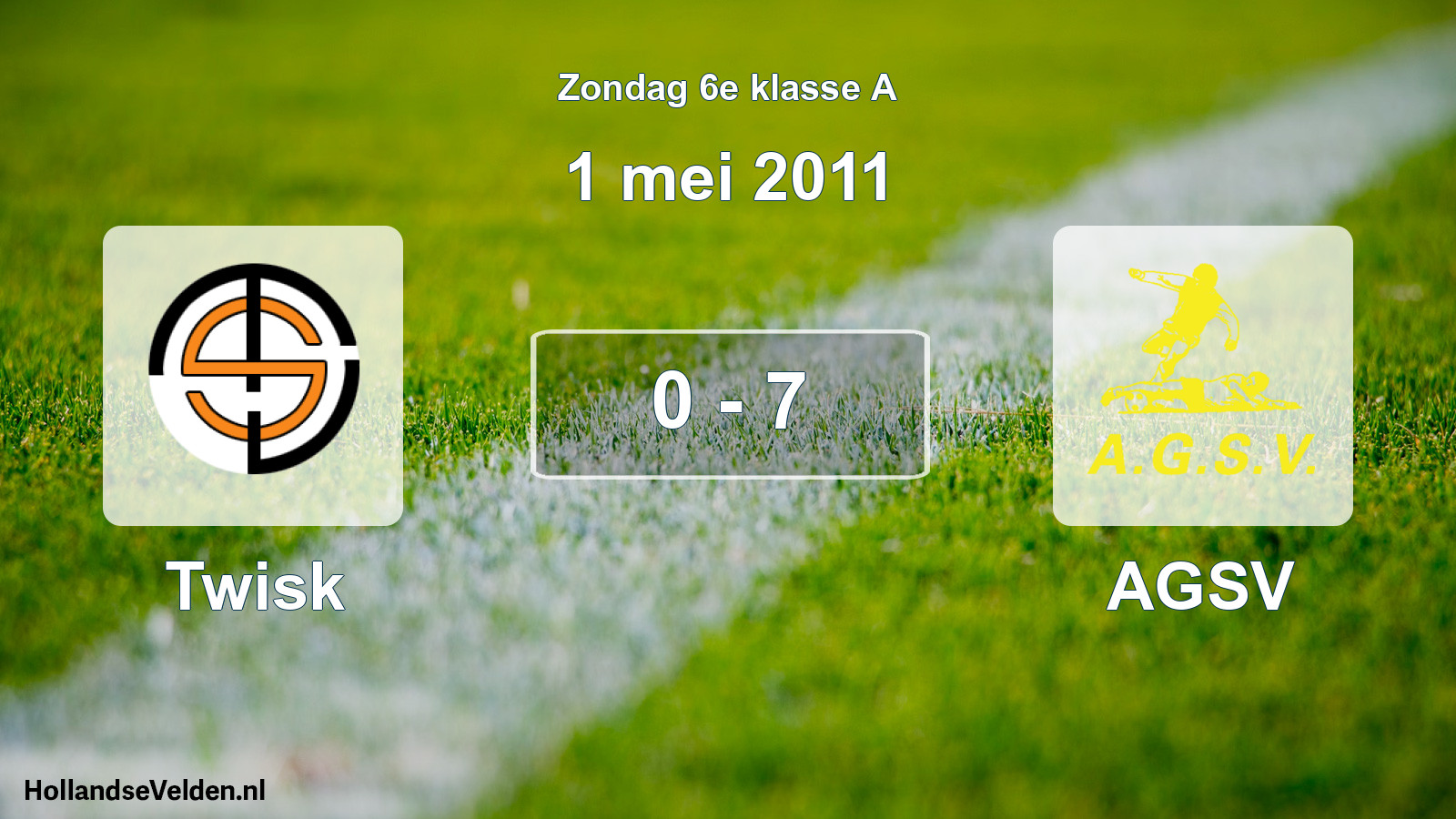 Total number of matches played: Twisk - AGSV 0 - 7 (1 May 2011)