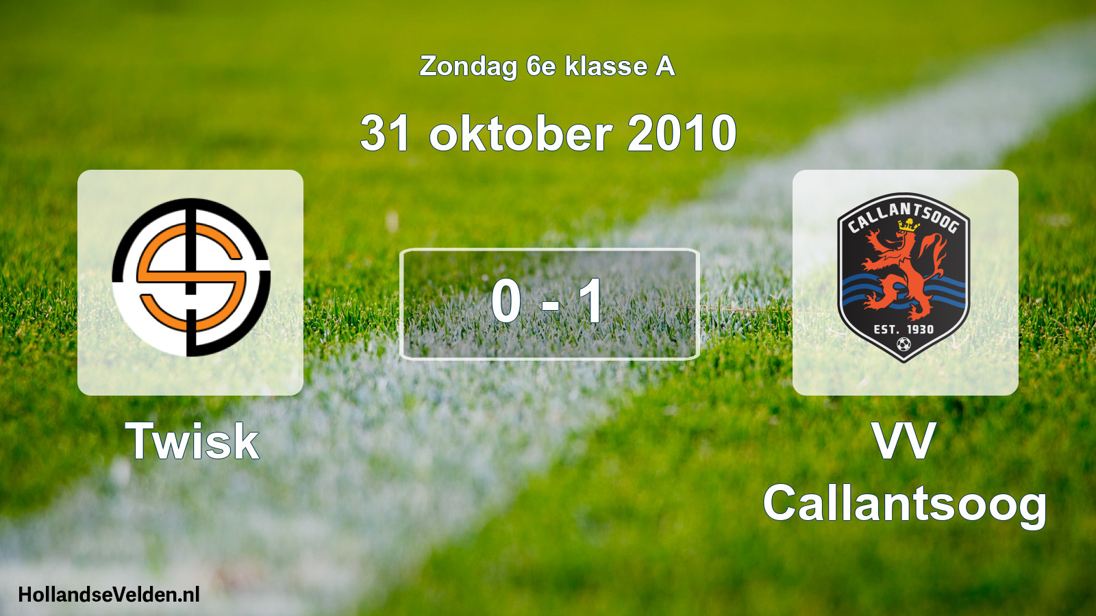 Total number of matches played: Twisk - VV Callantsoog 0 - 1 (31 October 2010)