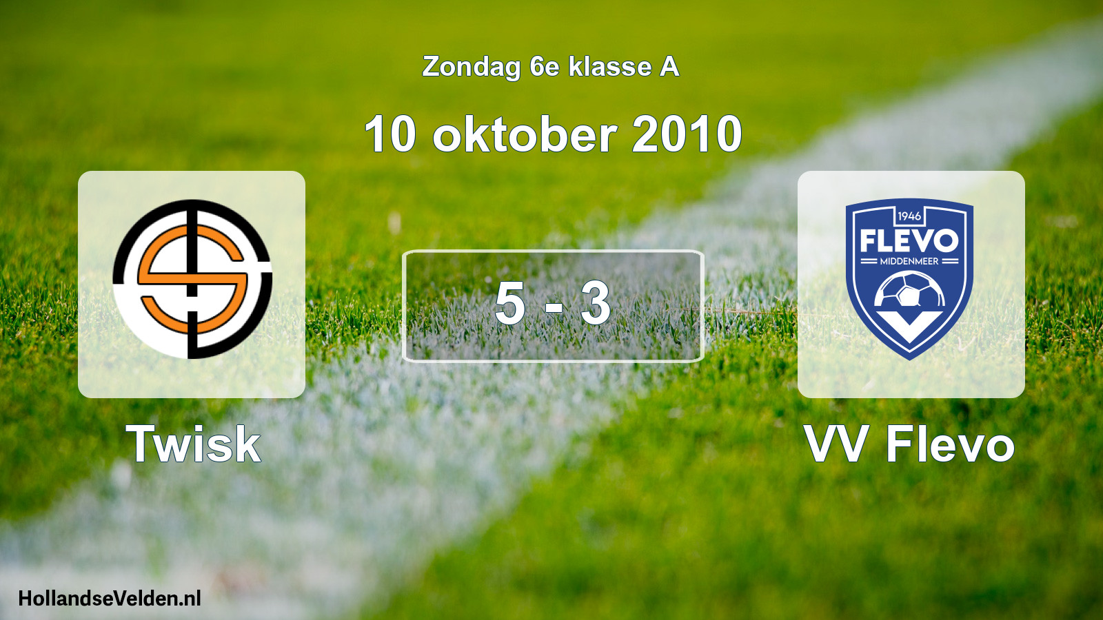 Total number of matches played: Twisk - VV Flevo 5 - 3 (10 October 2010)