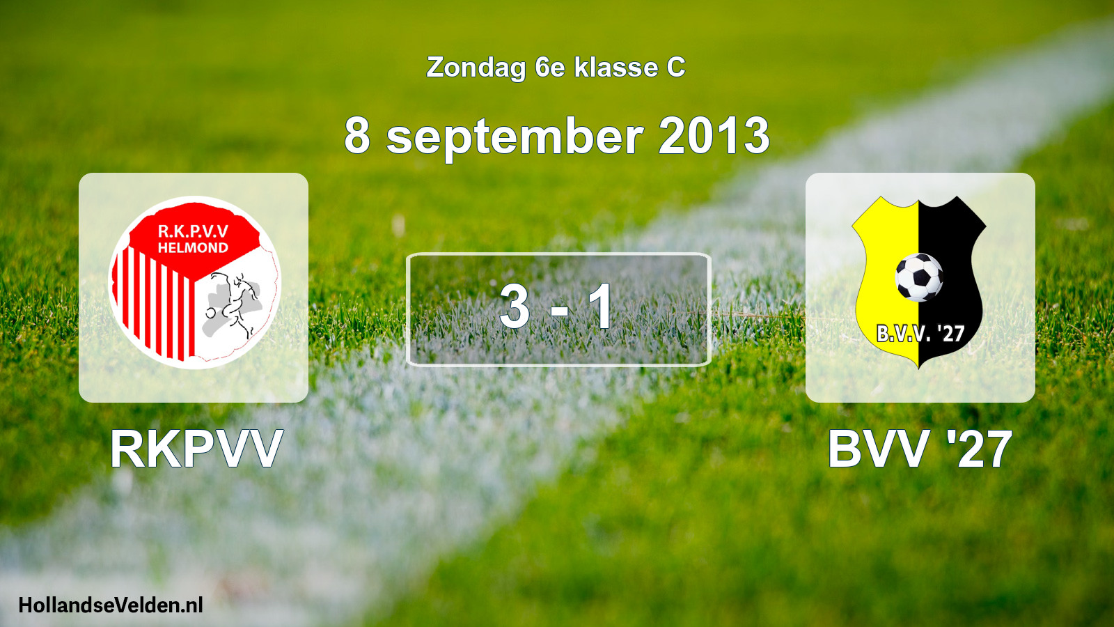 Total number of matches played: RKPVV - BVV '27 3 - 1 (8 September 2013)