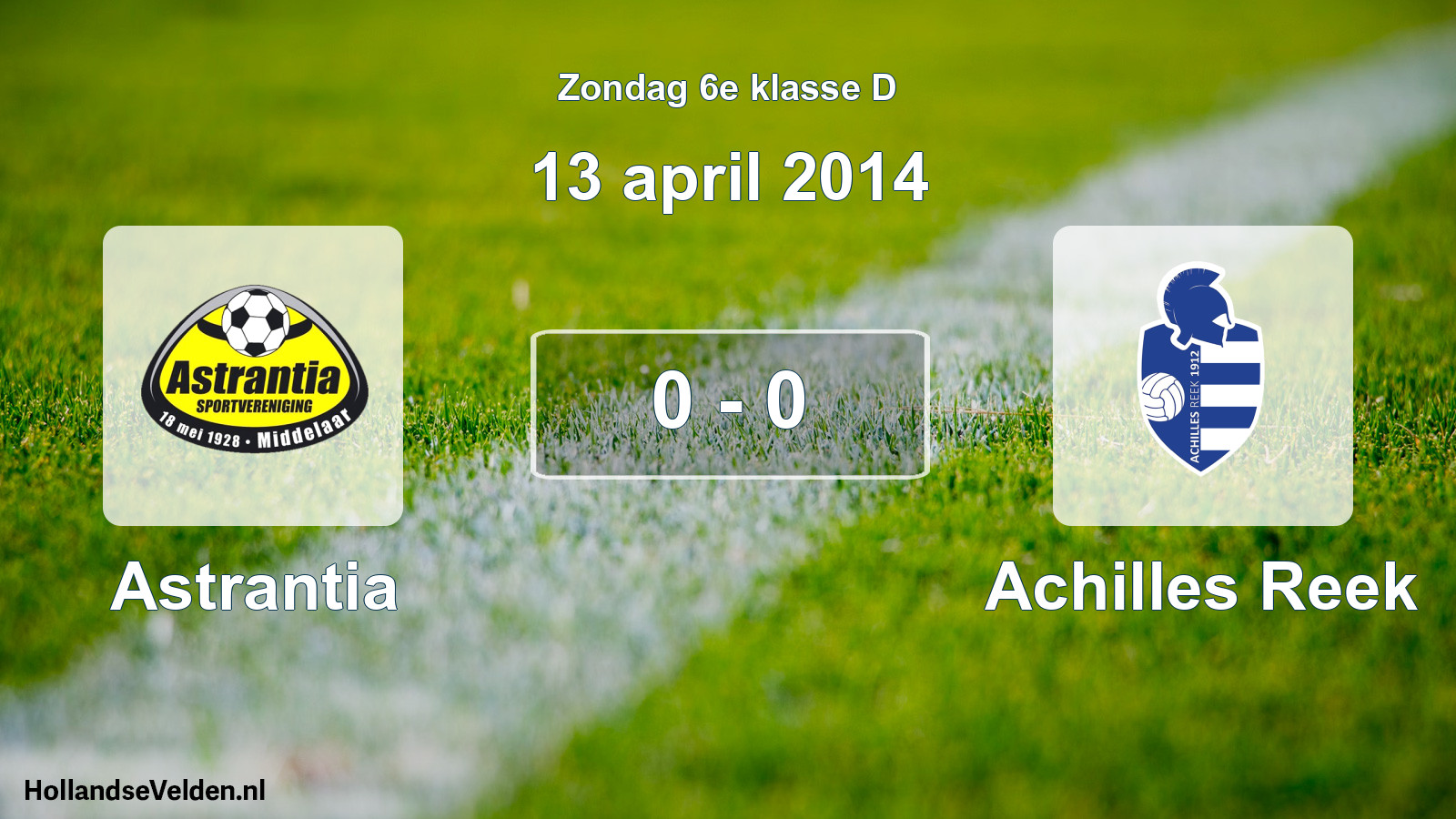 Total number of matches played: Astrantia - Achilles Reek 0 - 0 (13 April 2014)