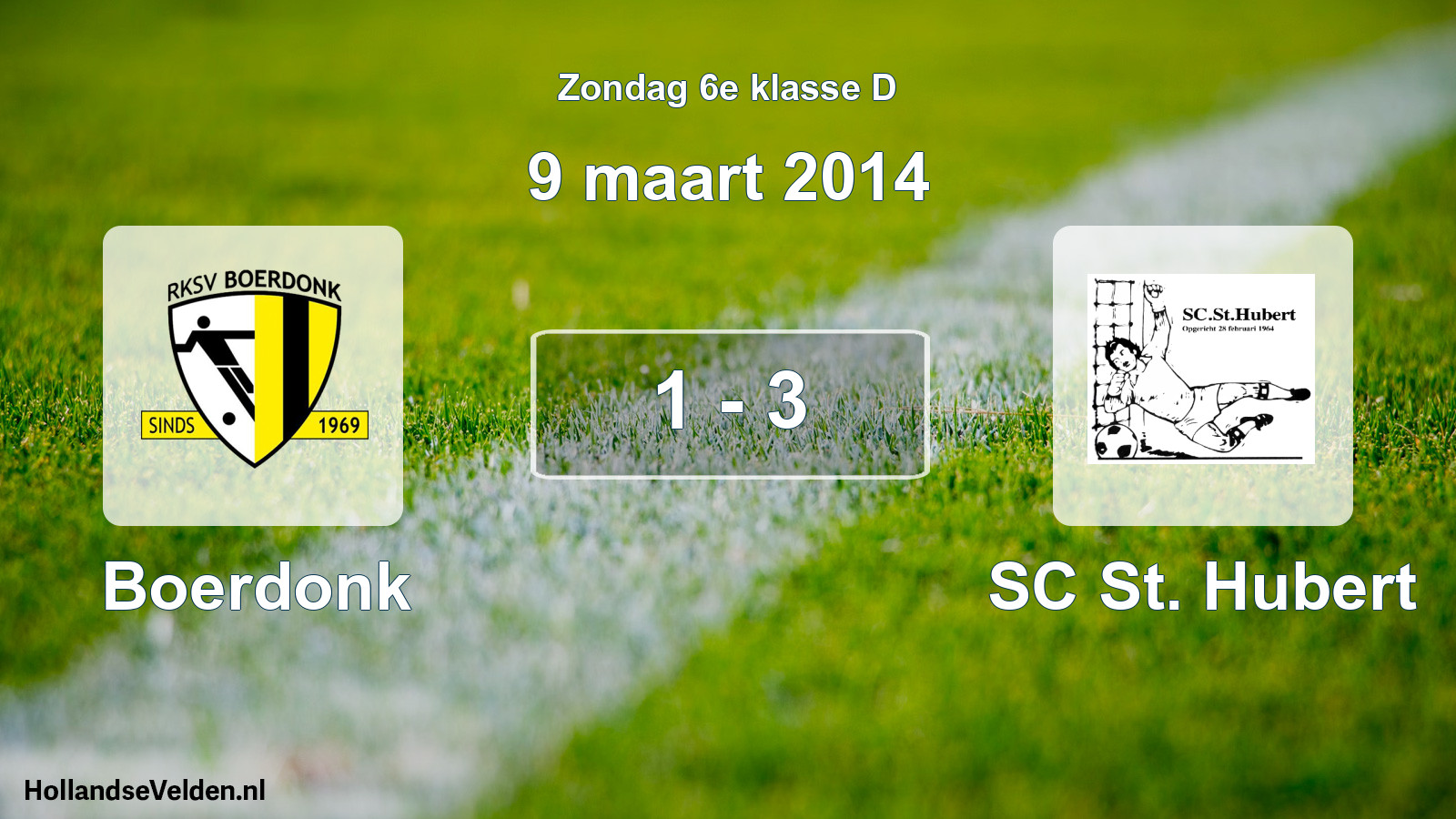 Total number of matches played: Boerdonk - SC St. Hubert 1 - 3 (9 March 2014)