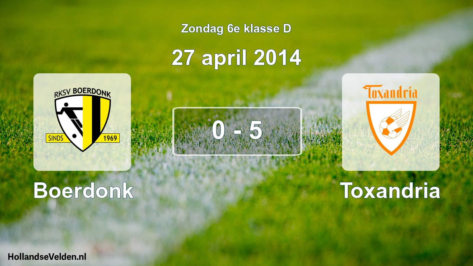 Total number of matches played: Boerdonk - Toxandria 0 - 5 (27 April 2014)