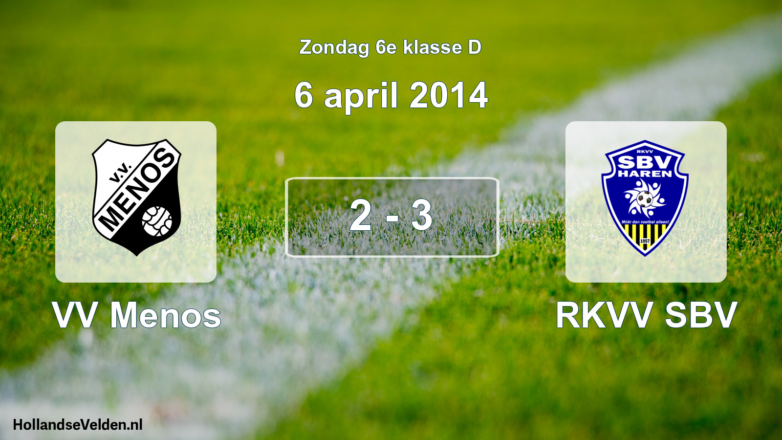 Total number of matches played: VV Menos - RKVV SBV 2 - 3 (6 April 2014)