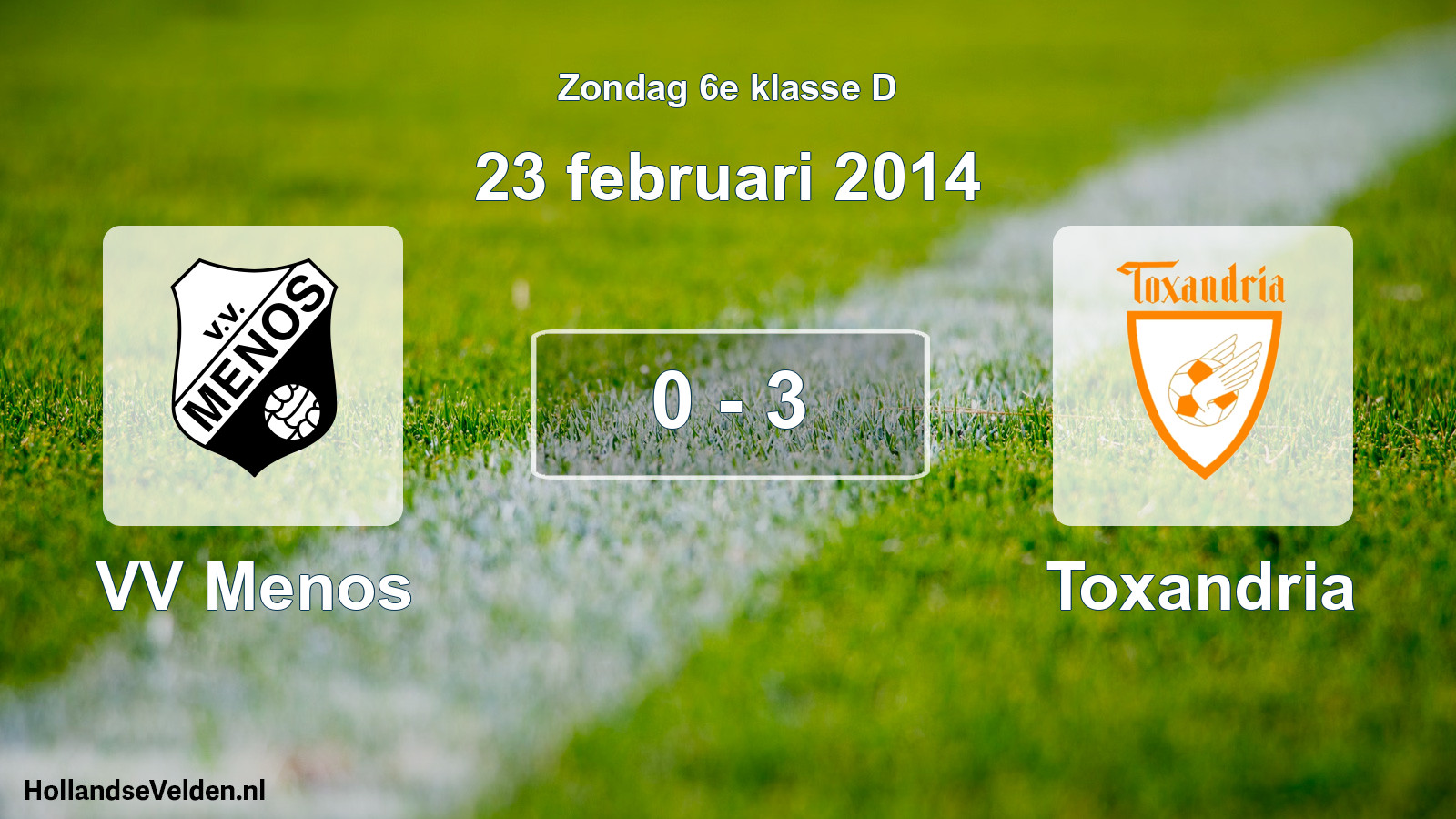 Total number of matches played: VV Menos - Toxandria 0 - 3 (23 February 2014)