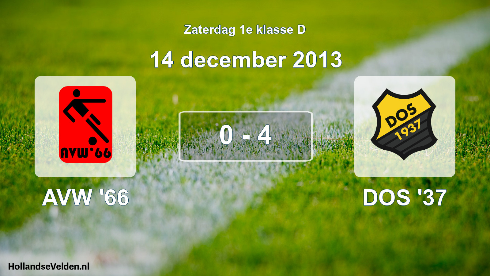 Total number of matches played: AVW '66 - DOS '37 0 - 4 (14 December 2013)