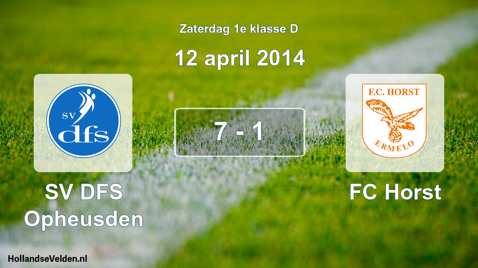 Total number of matches played: SV DFS Opheusden - FC Horst 7 - 1 (12 April 2014)