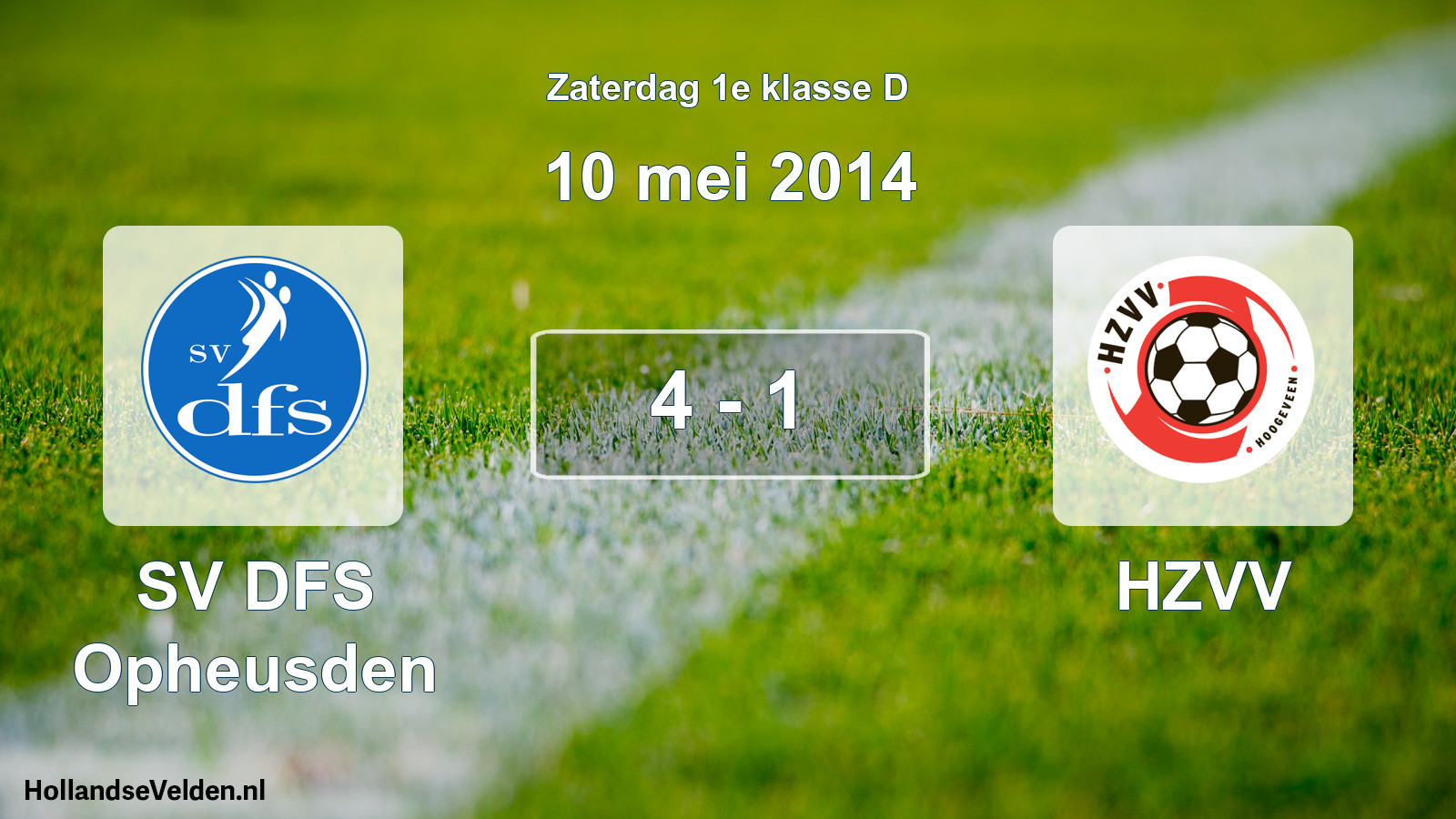 Total number of matches played: SV DFS Opheusden - HZVV 4 - 1 (10 May 2014)