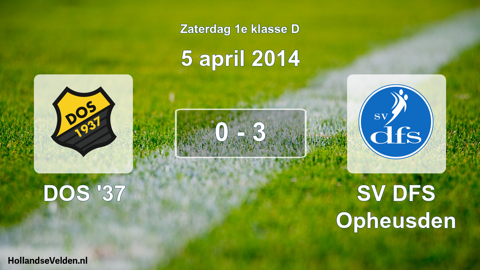 Total number of matches played: DOS '37 - SV DFS Opheusden 0 - 3 (5 April 2014)
