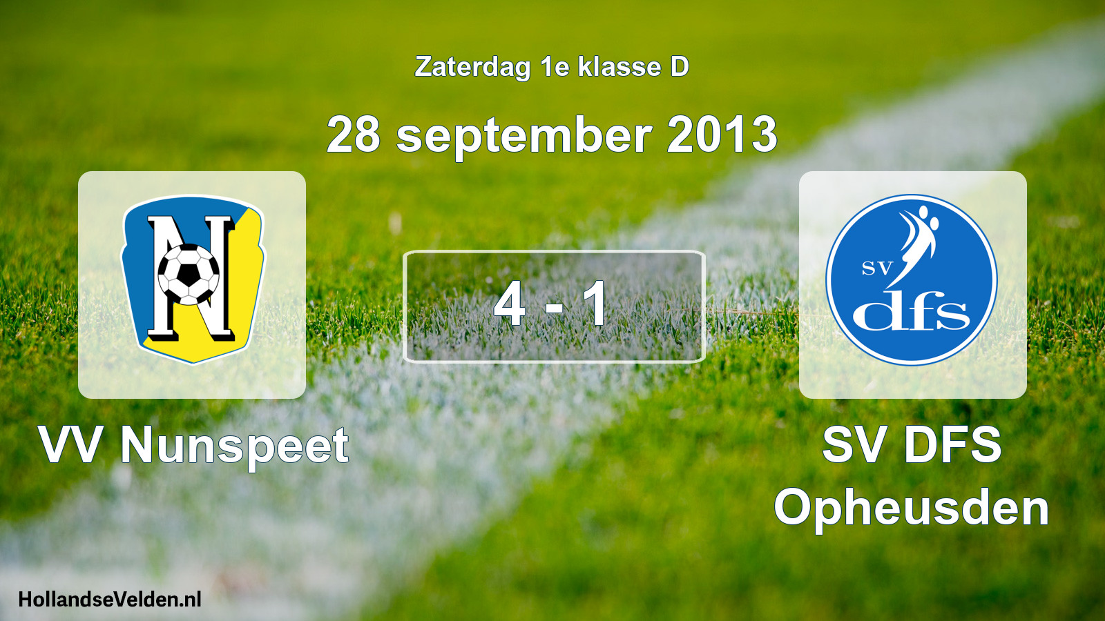 Total number of matches played: VV Nunspeet - SV DFS Opheusden 4 - 1 (28 September 2013)