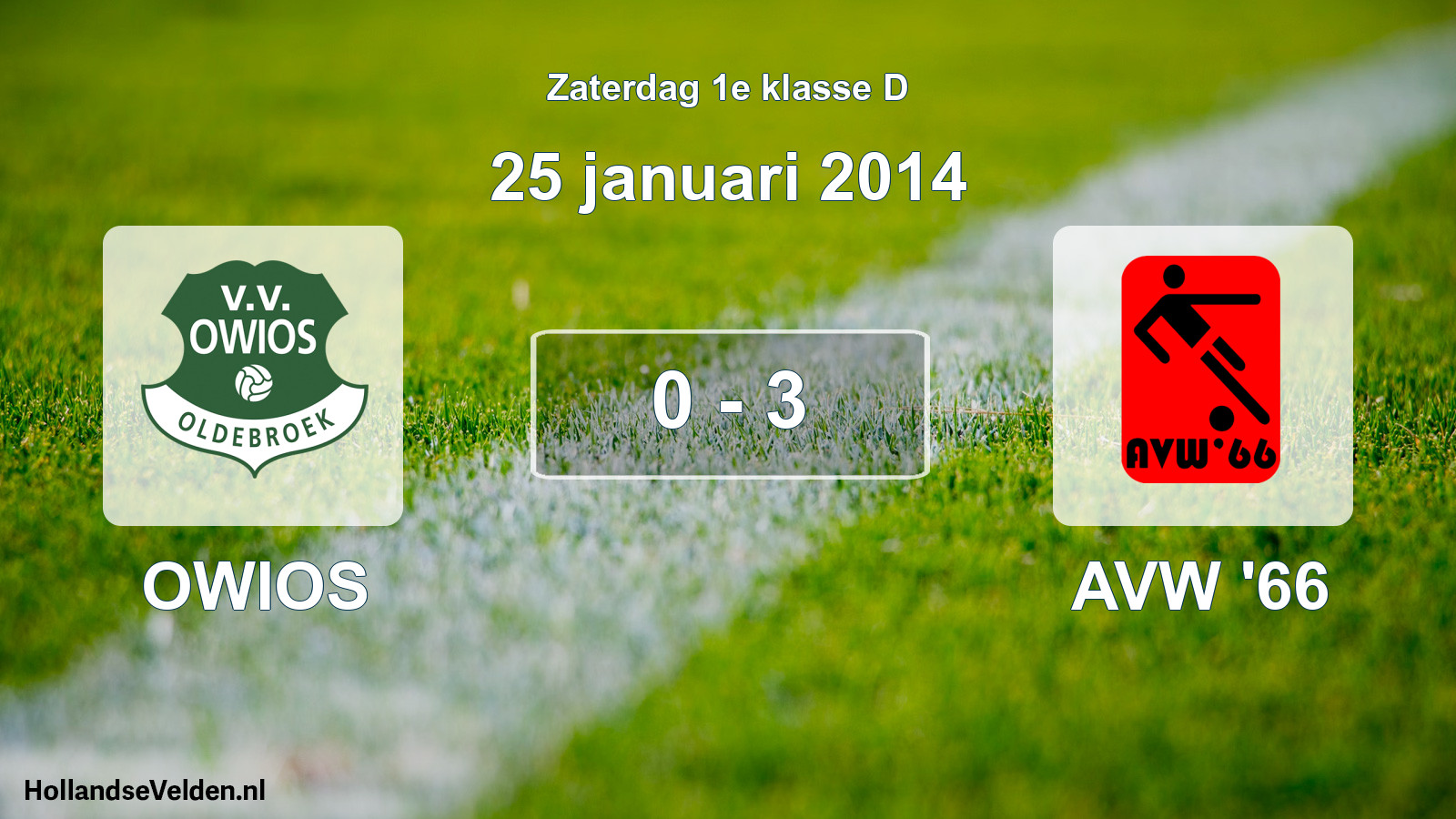Total number of matches played: OWIOS - AVW '66 0 - 3 (25 January 2014)